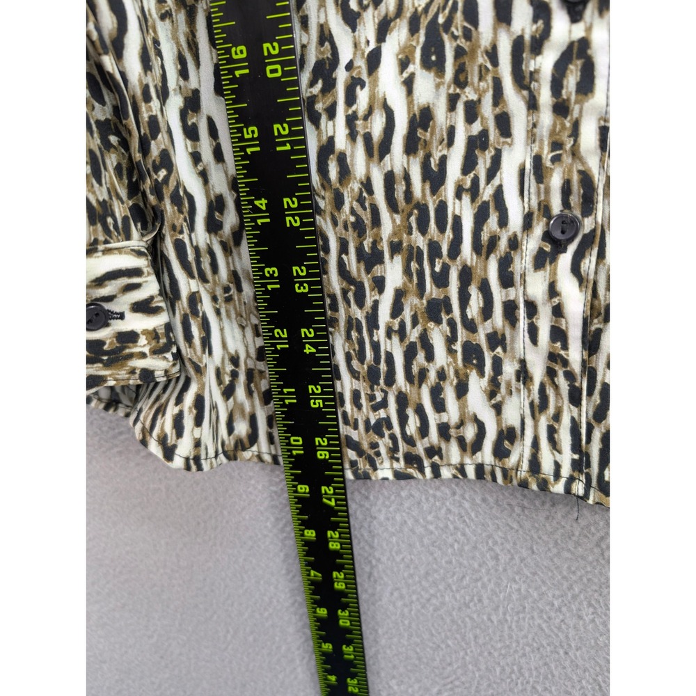 Notations Petite Leopard Print Button Down Long S… - image 8